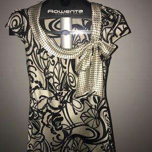 Fashion Spy Black & White Blouse with Bow